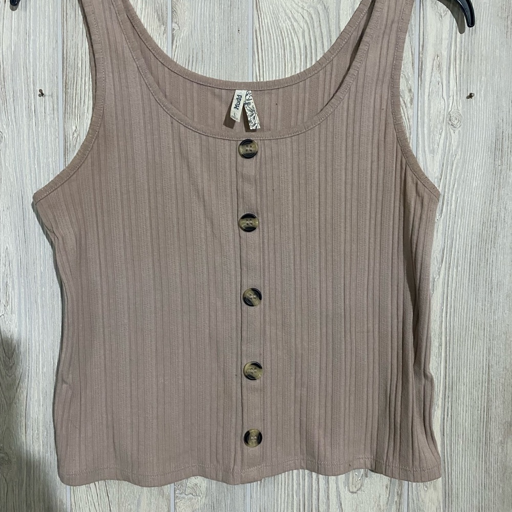 Urban Outfitters Beige Button-Down Tank Top